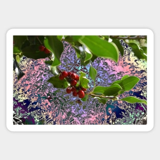 Abstract Holly Branch Composition Sticker